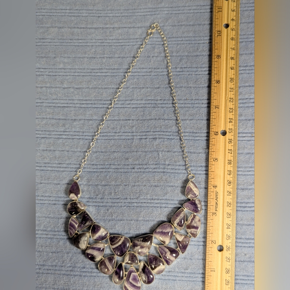 Chevron Amethyst Large Stone Statement Necklace - image 5